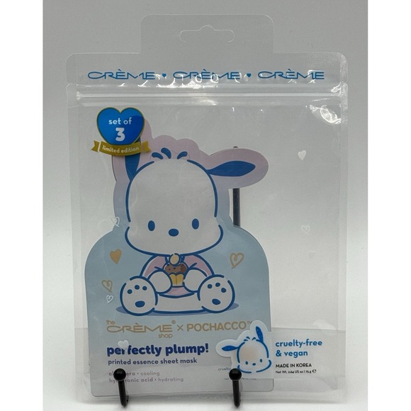 The Creme Shop x Pochacco Perfecting Plump! Printed Essence‎ Sheet Mask Set of 3 - Picture 1 of 3